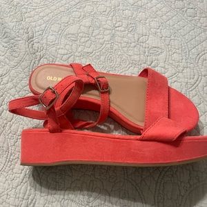 Orange platform sandals from Old Navy, worn one time